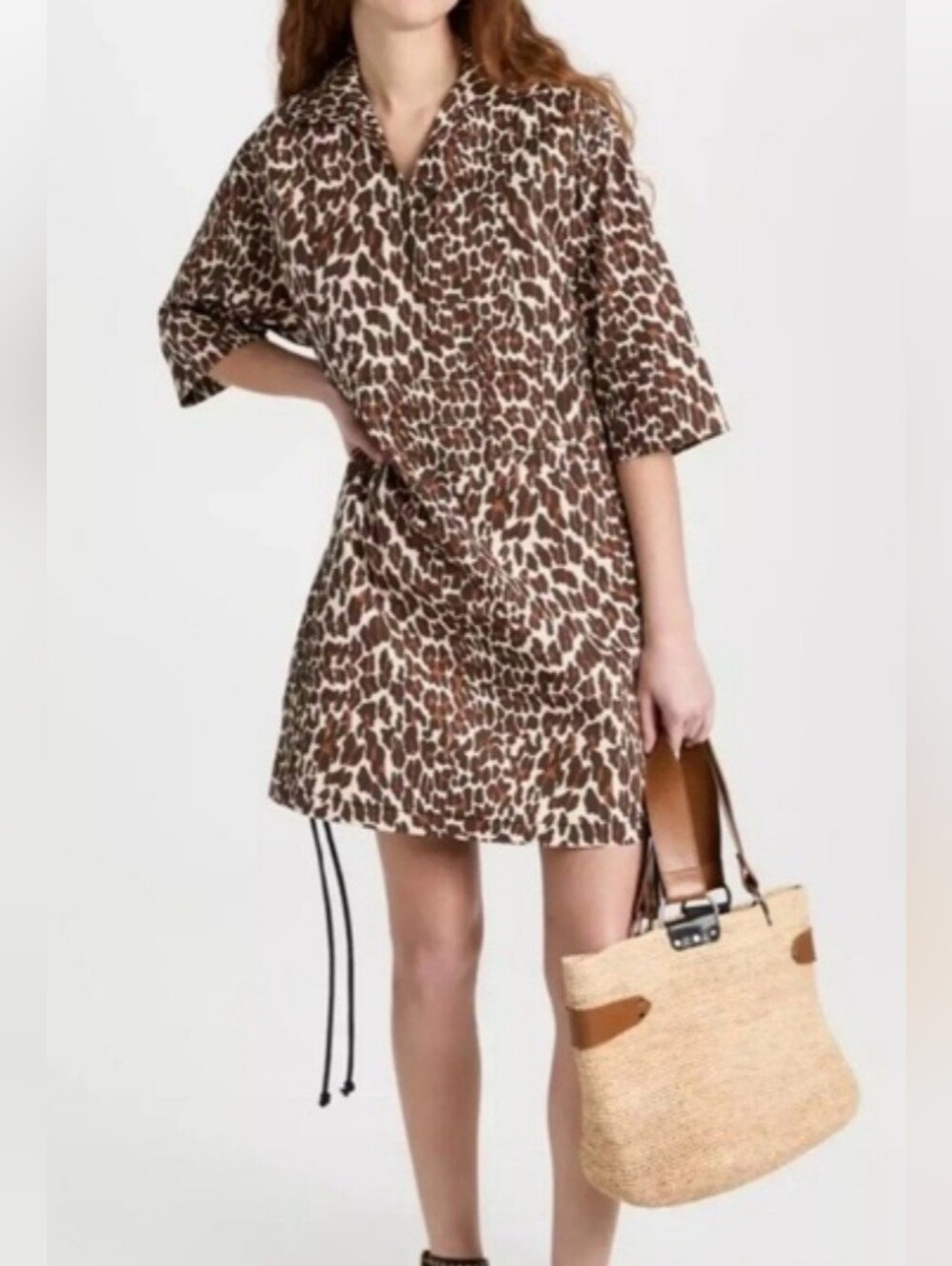Nwt Tory Burch reva  Leopard Print Short Trench Coat - Brown/Black 4